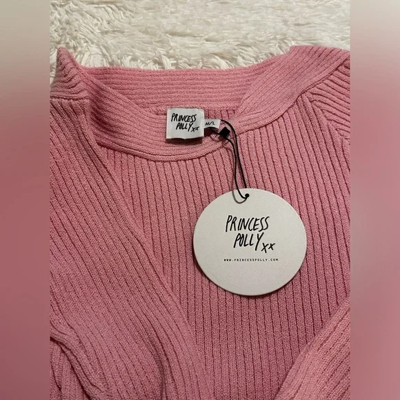 Princess Polly Pink Pember Off The Shoulder Knit Mini Dress Size M/L. NWT. - Picture 9 of 11